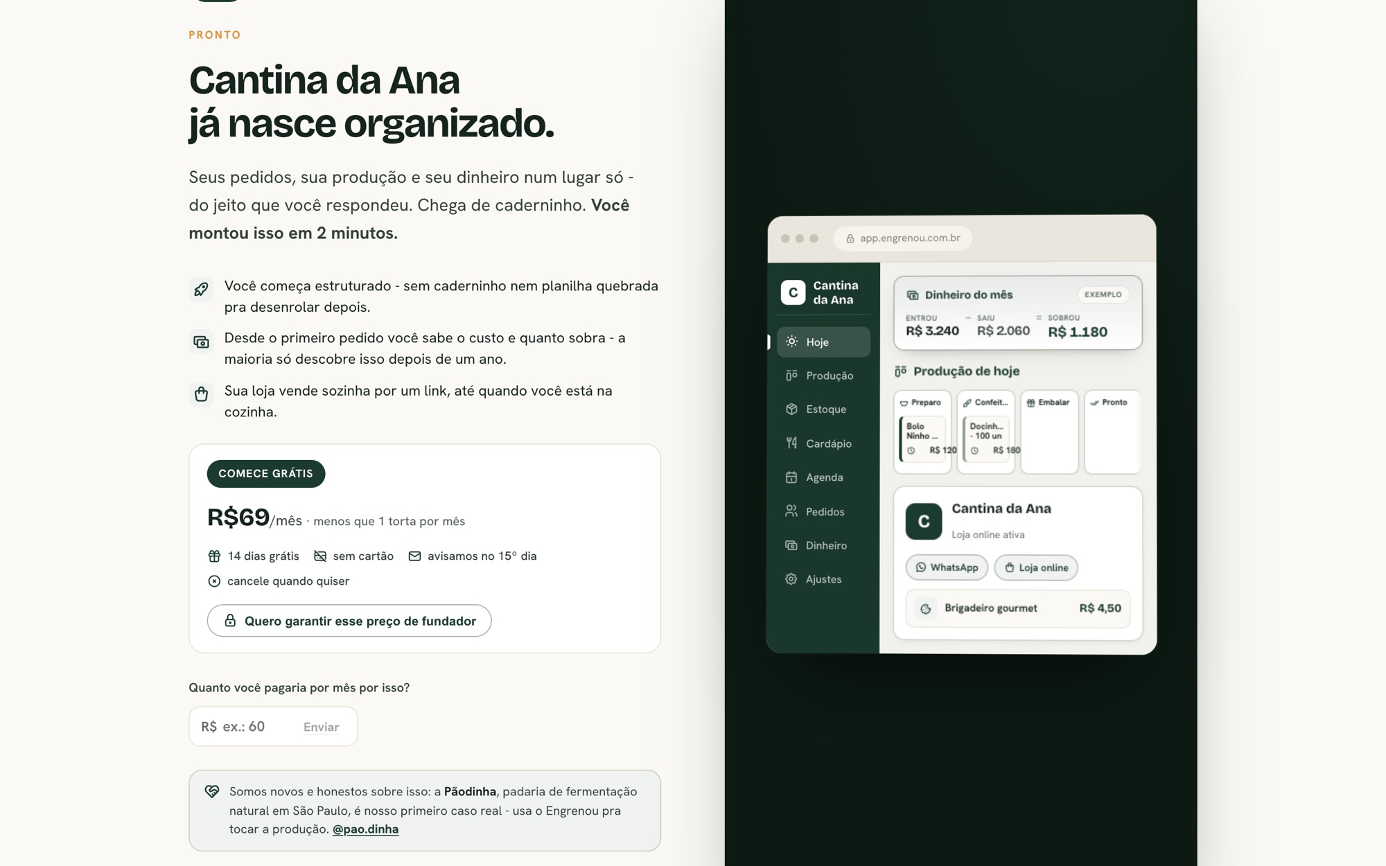 Revelação: a ferramenta montada com o nome do negócio
